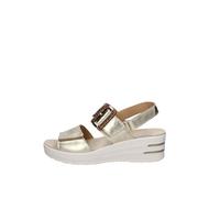 Melluso 019227Z Sandalo Donna Comodo col Platino in Vera Pelle con Strappi Zeppa Comoda Plantare Estraibile Platino 39