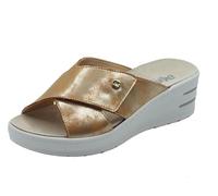 Melluso 019228 Cuoio Sandali scalsati per Donna in Pelle Beige con Zeppa Media e Strappo (Taglia 37)