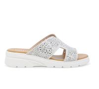 Melluso Ciabatta Sportiva con Zeppa e Strass Argento r80232q 38
