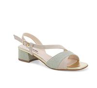 Melluso K32157D, Sandali da Donna Eleganti con Tacco Basso Comodo in Pelle Scamosciata e Lurex (Platino, numeric_39)