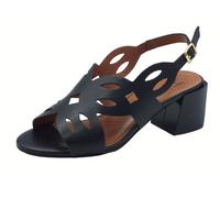 Melluso K35507Z Nero Sandali per Donna in pelle laserata con tacco medio e fibbi