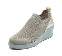 Melluso K53013Q Beige Gold Mocassini per Donna in tessuto elasticizzato zeppa al