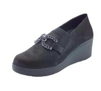 Melluso K53018 Nero Mocassini per Donna in Nabuk Zeppa Alta (Taglia 38)
