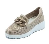 Melluso K55480 Nature Mocassini per Donna in Pelle e Tessuto con Zeppa (Taglia 39)