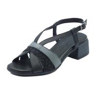 Melluso K56088 Nero Sandali per Donna in pelle nera con tacco medio e fibbietta