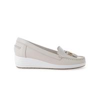 Melluso Mocassino con zeppa comodo in pelle beige vaniglia 01027q