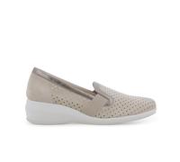 Melluso Mocassino slip-on comfort beige con riporto bronzo traforato con zeppa r