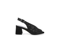MELLUSO N653 nero scarpe donna sandali tacco pelle cinturino strass