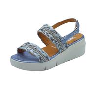 Melluso R80115 Ischia Jeans Sandali per Donna in tessuto blu con zeppa alta