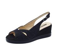 Melluso R80339 Nero Sandali per Donna in Tessuto brillantinato con Zeppa Media (Taglia 38)