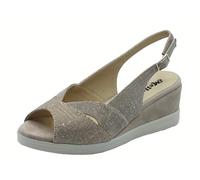 Melluso R80339Z Platino Bianca Sandali per Donna in Tessuto brillantinato con Zeppa Media (Taglia 38)