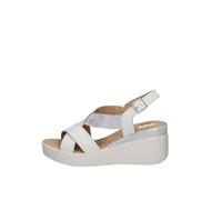 Melluso Sandali da Donna in Pelle con Zeppa - 019217 (Bianco, Sistema Taglie Calzature EU, Adulto, Numero, Media, 37)
