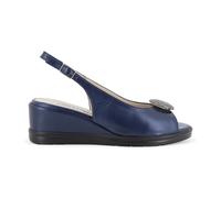 Melluso Sandalo Casual Chic in Pelle Blu con Accessorio Gioiello