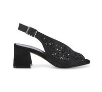 Melluso Sandalo Donna Elegante Camoscio Intagliato con Strass 36.5 / Nero