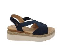 Melluso Sandalo Donna in Camoscio Blu con Elastici e Zeppa 60mm