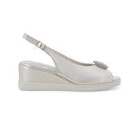 Melluso Sandalo Donna Slingback Zeppa Platino con Gioiello