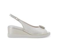 Melluso Sandalo Donna Slingback Zeppa Platino con Gioiello 39 / Oro