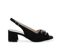 Melluso Sandalo slingback in camoscio nero con fibbia gioiello s641q