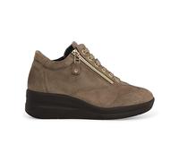 Melluso Scarpe Donna Beige in Camoscio con Zeppa e Zip Dorata 38 / Beige