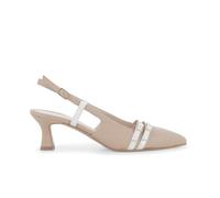 Melluso Slingback a Punta Beige con Doppi Cinturini Bianchi e1690q 42