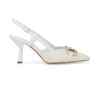 Melluso Slingback Gioiello in Tessuto Intrecciato Panna e Oro e1851q 40