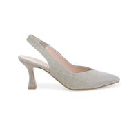 Melluso Slingback in Tessuto Platino Tacco Alto Primavera Estate