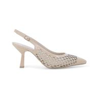 Melluso Slingback Traforata in Pelle e Nylon con Tacco a Rocchetto Beige e1857 36