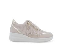 Melluso Sneaker Beige in Pelle Traforata con Zip e Profili Metallizzati r20258q 40