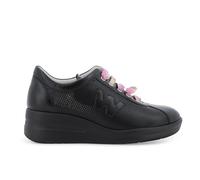 Melluso Sneaker Platform in Pelle Nera Traforata con Lacci Colorati r20245q 36.5