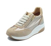 Melluso Walk K56231 Platino Sneakers Confort per Donna in Pelle e camoscio Zeppa Alta (Taglia 37)