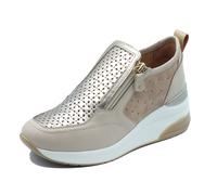 Melluso Walk K56233 Bone Sneakers Confort per Donna in Pelle e camoscio Zeppa Alta (Taglia 39)