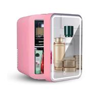 MELLYD Minifrigoriferi Portatile, 8L,Con Specchio Cosmetico Led Mini Frigo Da Auto, Raffreddamento E Riscaldamento,12v/220v Minifrigorifero, Per L'Ufficio O In Viaggio,Pink