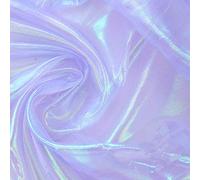 MElnN - Tessuto in organza effetto seta, in voile lucido con filato luminoso, per decorazione di palco di nozze, tessuto olografico trasparente, 1,5 x 2 m, colore: viola