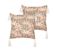 MELOBESIA Set di 2 cuscini Trama di piante Multicolore 45 x 45 cm Cotone