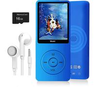 Melodic Marvel: mini lettore musicale portatile blu, funzione di riproduzione casuale migliorata, 16 GB di memoria, suono Hi-Fi senza perdita di