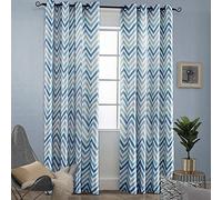 Melodieux Chevron Grommet - Tende per finestre per soggiorno, 132 x 213 cm, blu (1 pannello)