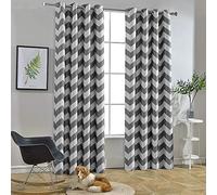 Melodieux Chevron Tende oscuranti con Occhielli, Poliestere e Misto Poliestere, Grey, 52x63 inch