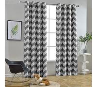 Melodieux Chevron Tende oscuranti con Occhielli, Poliestere e Misto Poliestere, Grey, 52x84 inch
