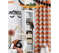 Melodieux Chevron Tende oscuranti con Occhielli, Poliestere e Misto Poliestere, Orange, 52x84 inch