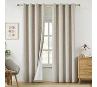 Melodieux Eleganti tende oscuranti in lino, extra lunghe, foderate per la privacy, per soggiorno, in iuta naturale, isolate termicamente, oscuranti, con occhielli, 132 x 274 cm, beige (2 pannelli)