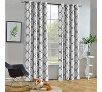 Melodieux Moroccan Fashion Room Darkening Blackout Grommet Curtain for Living Room/Bedroom, 52 by 72 Inch, Off White/Grey (1 Panel)