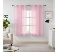 Melodieux Sheer - Tende trasparenti con fettuccia arricciata, per soggiorno, rosa, 225 x 137 cm (A x L), set da 2 pezzi