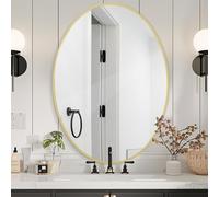 Melodieux Specchio Ovale da Parete 61 x 91 cm in Oro - Decorativo Cosmetico per Bagno Soggiorno Corridoio
