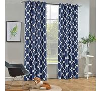 Melodieux Tenda oscurante alla moda marocchina con occhielli per soggiorno e camera da letto, 1 pannello, 132 x 243,8 cm (larghezza x lunghezza), blu navy