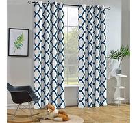 Melodieux Tenda oscurante oscurante per camera da letto 52 x 96 pollici, bianco/blu navy