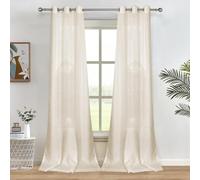 Melodieux Tende a 2 pannelli, in finto lino, semi-velate, con occhielli, per camera da letto, soggiorno, finestra, colore: beige, 140 x 137 cm