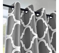 Melodieux - Tende oscuranti con occhielli in stile marocchino, 132 x 160 cm, grigio (1 pannello)