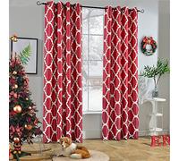 Melodieux Tende oscuranti con occhielli superiori in stile marocchino, 132 x 248 cm, rosso (1 pannello)