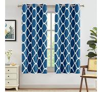 Melodieux Tende oscuranti oscuranti con occhielli per soggiorno, alla moda marocchina, 106 x 160 cm, blu reale (2 pannelli)