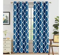Melodieux Tende oscuranti oscuranti con occhielli per soggiorno, alla moda marocchina, 106 x 213 cm, blu reale (2 pannelli)